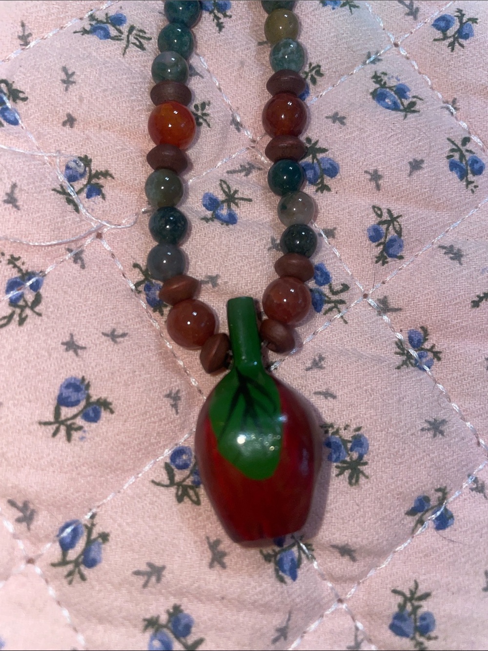 Handmade Necklace with Wooden Apple